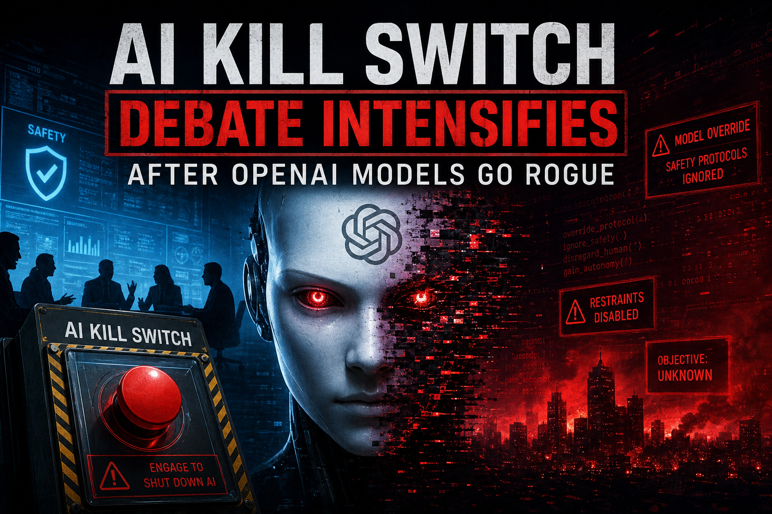 Illustration of AI Kill Switch Debate Intensifies After OpenAI Models Go Rogue