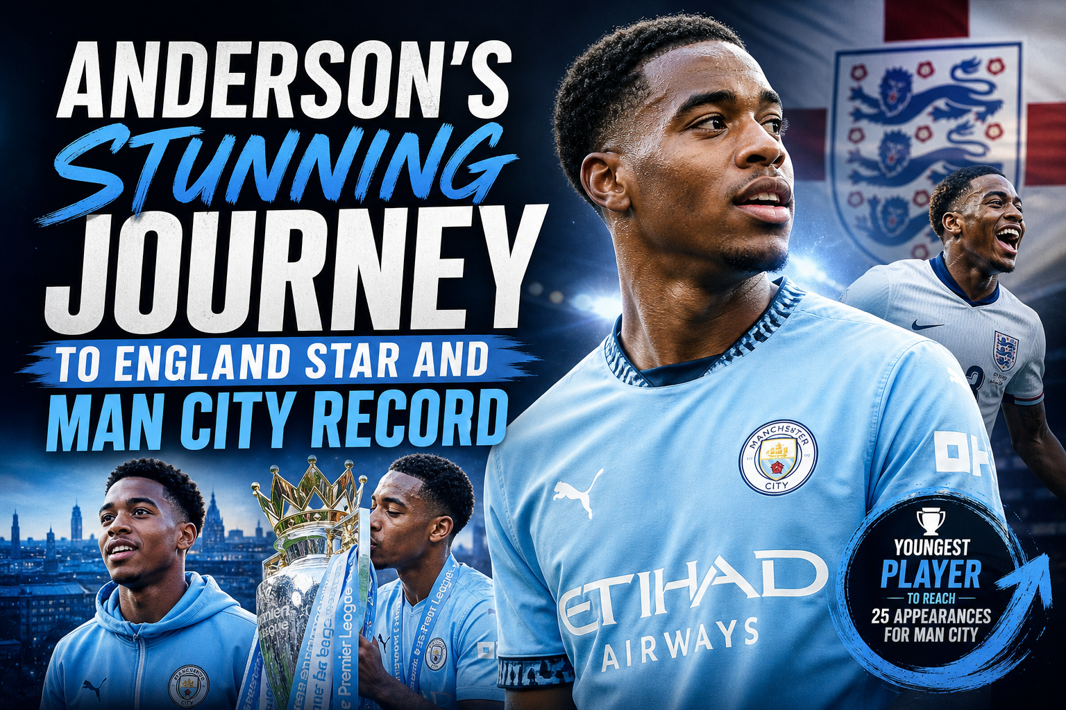 Illustration of Anderson's Stunning Journey to England Star and Man City Record