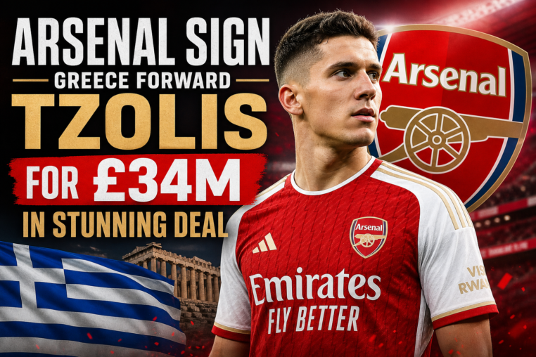 Illustration of Arsenal Sign Greece Forward Tzolis for £34m in Stunning Deal