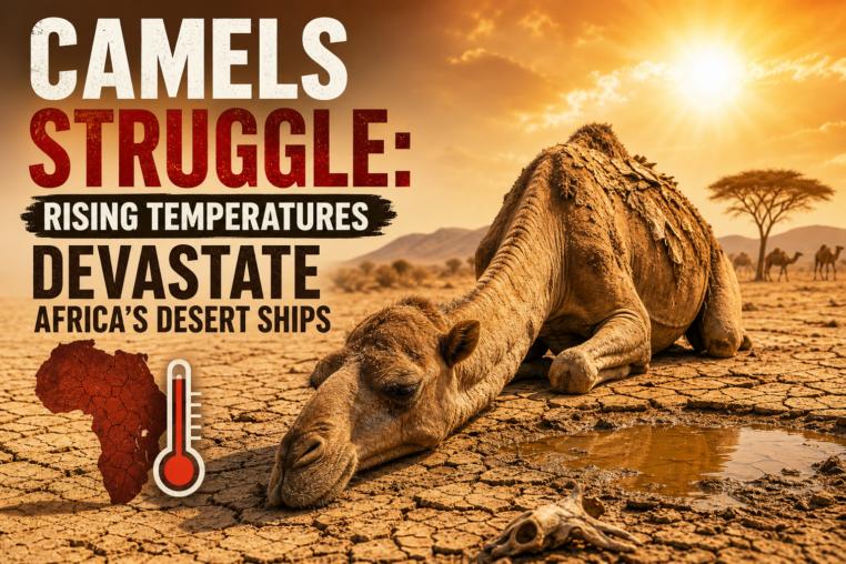 Illustration of Camels Struggle: Rising Temperatures Devastate Africa's Desert Ships