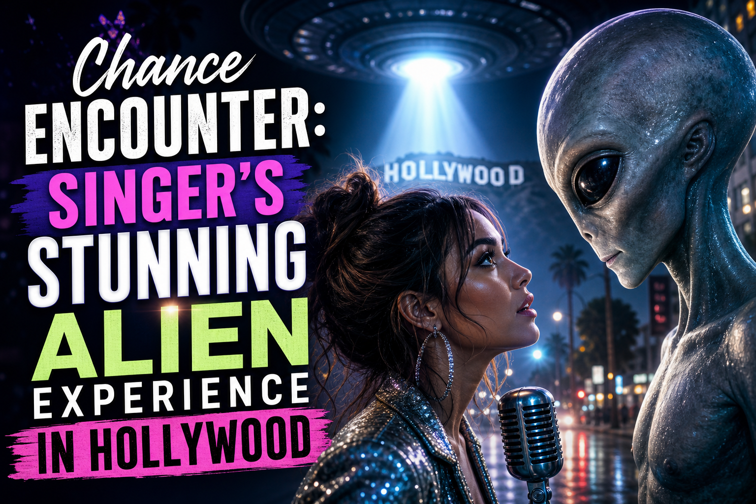 Illustration of Chance Encounter: Singer’s Stunning Alien Experience in Hollywood