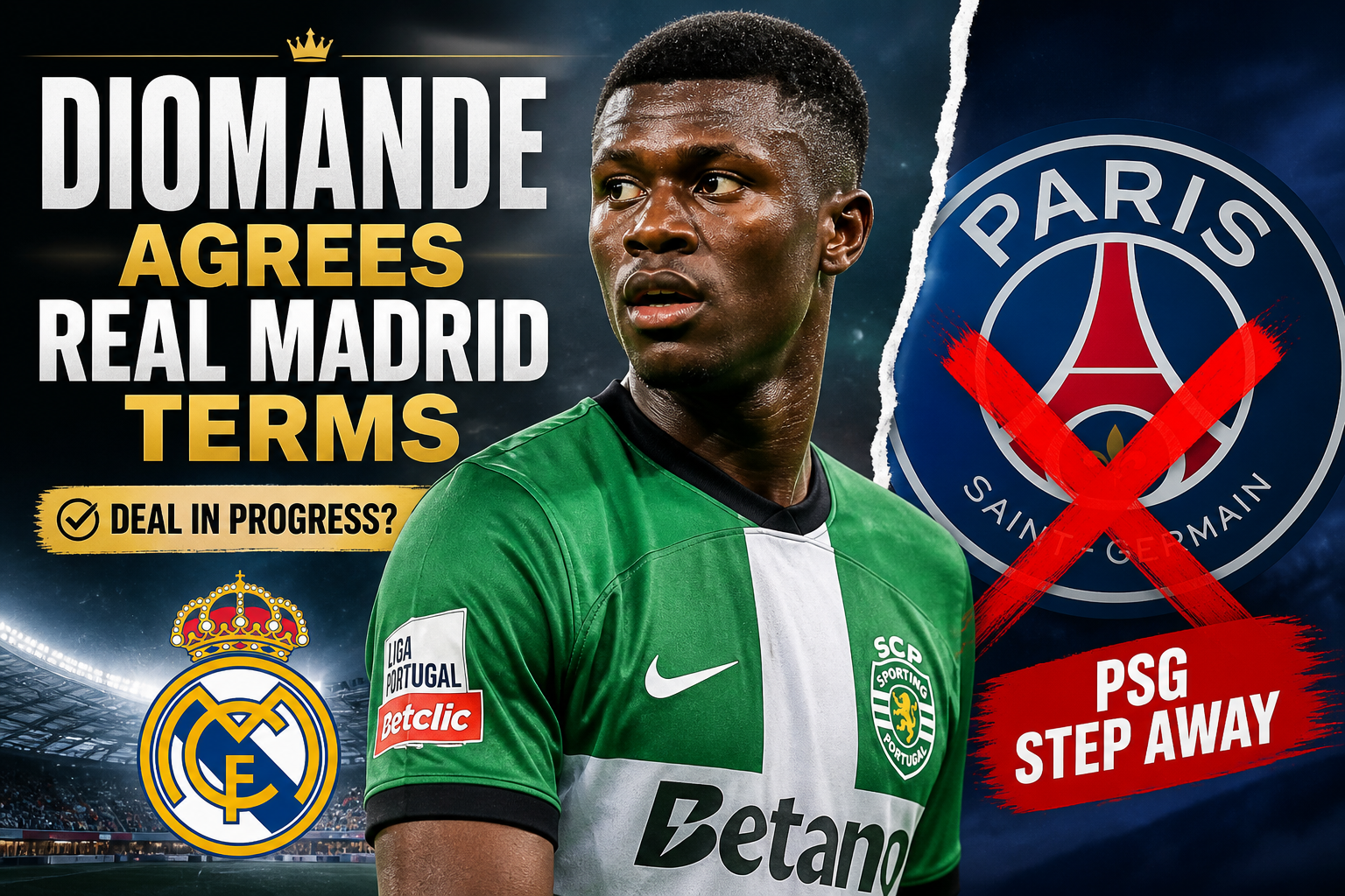 Illustration of Diomande Agrees Real Madrid Terms as PSG Step Away