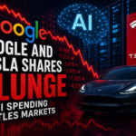 Illustration of Google and Tesla Shares Plunge as AI Spending Rattles Markets