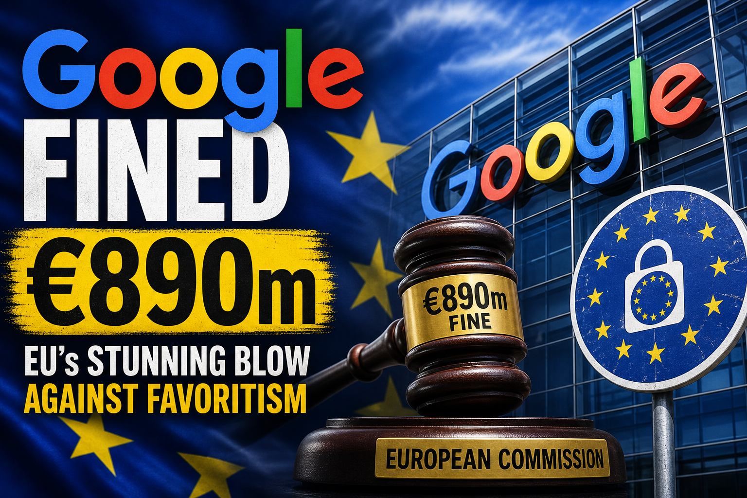 Illustration of Google Fined €890m: EU’s Stunning Blow Against Favoritism