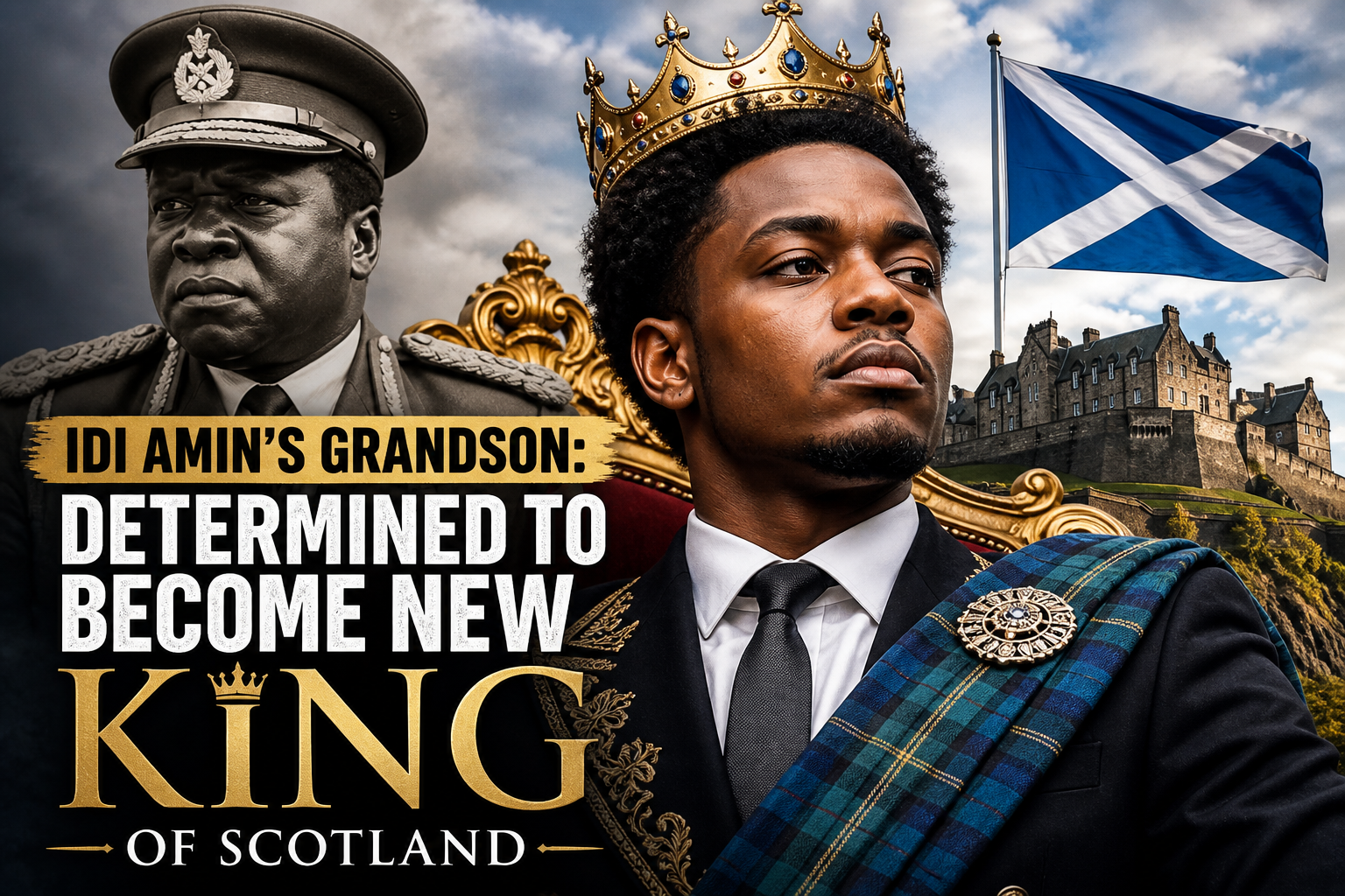 Illustration of Idi Amin's Grandson: Determined to Become New King of Scotland