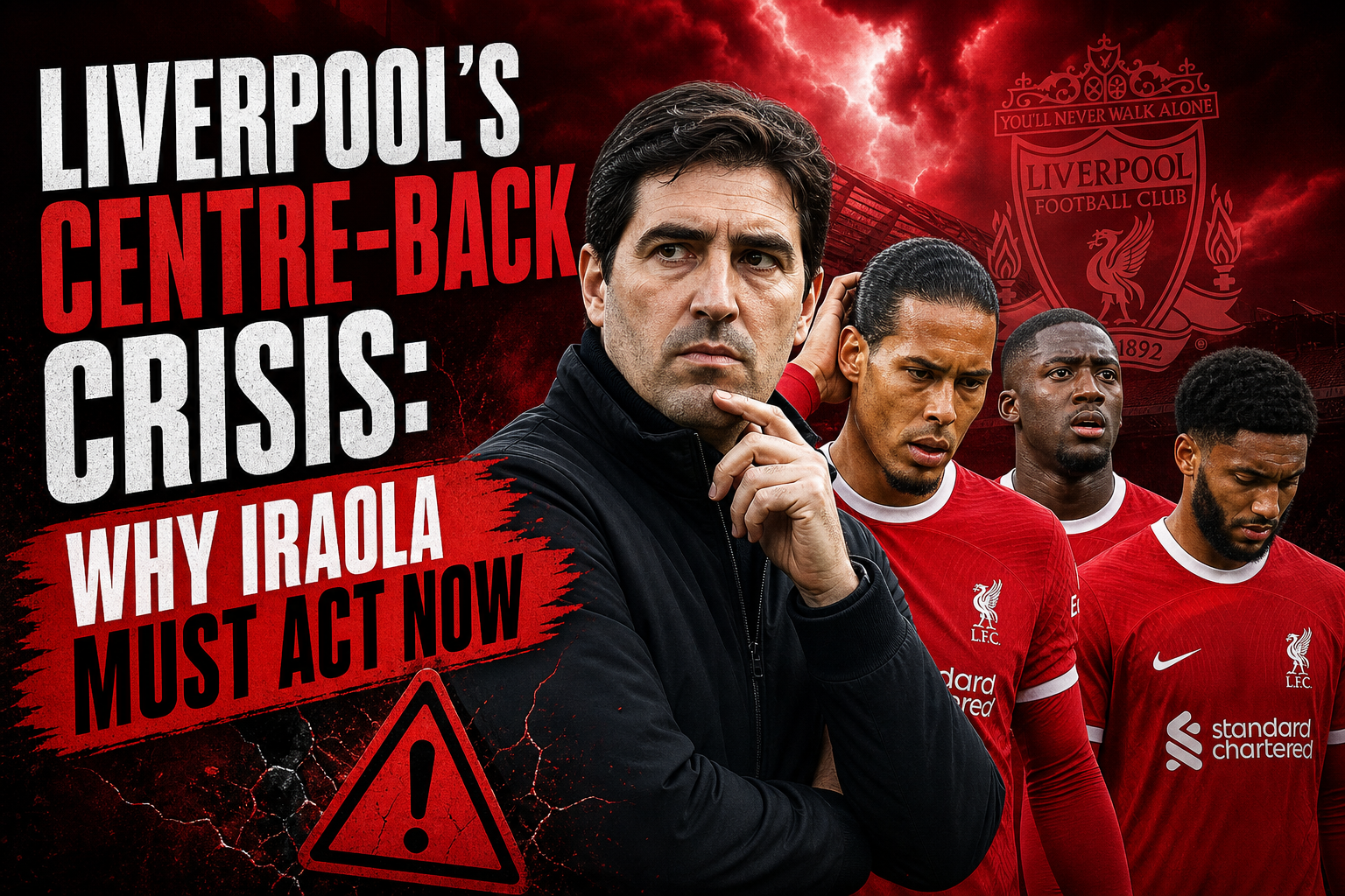 Illustration of Liverpool's Centre-Back Crisis: Why Iraola Must Act Now