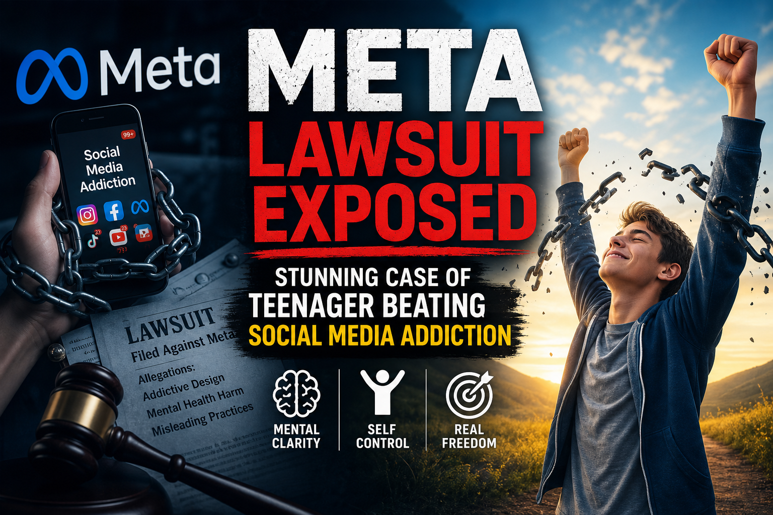 Illustration of Meta Lawsuit Exposed: Stunning Case of Teenager Beating Social Media Addiction