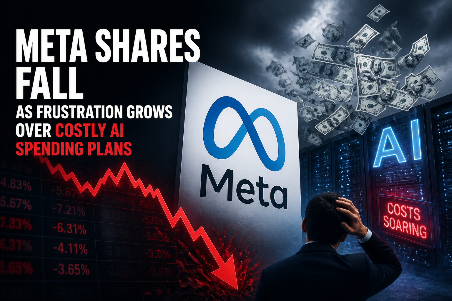 Illustration of Meta Shares Fall as Frustration Grows Over Costly AI Spending Plans