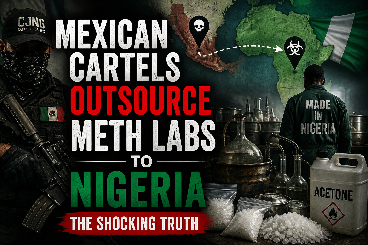 Illustration of Mexican Cartels Outsource Meth Labs to Nigeria: The Shocking Truth