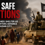 Illustration of No Safe Options: Thousands Shelter as RSF Fighters Advance in Key Sudan City