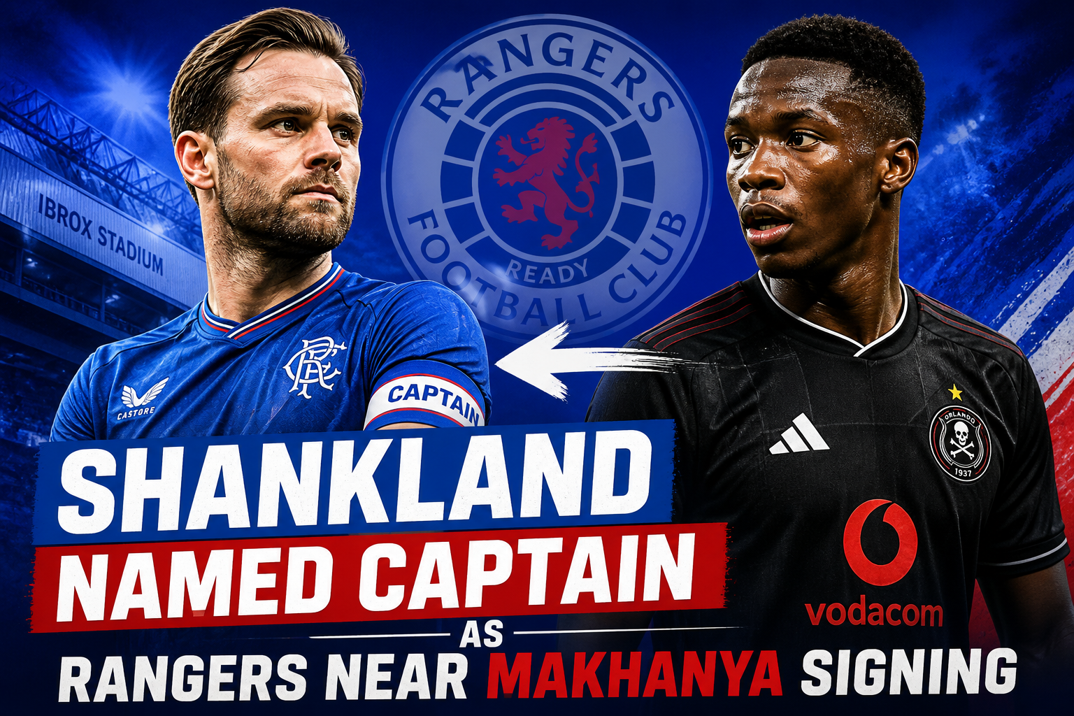 Illustration of Shankland Named Captain as Rangers Near Makhanya Signing