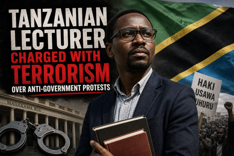 Illustration of Tanzanian Lecturer Charged with Terrorism Over Anti-Government Protests