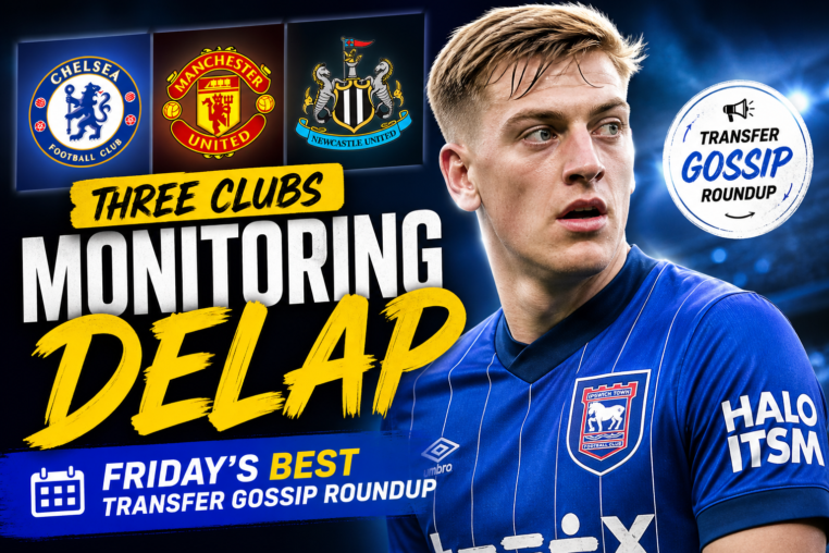 Illustration of Three Clubs Monitoring Delap: Friday’s Best Transfer Gossip Roundup