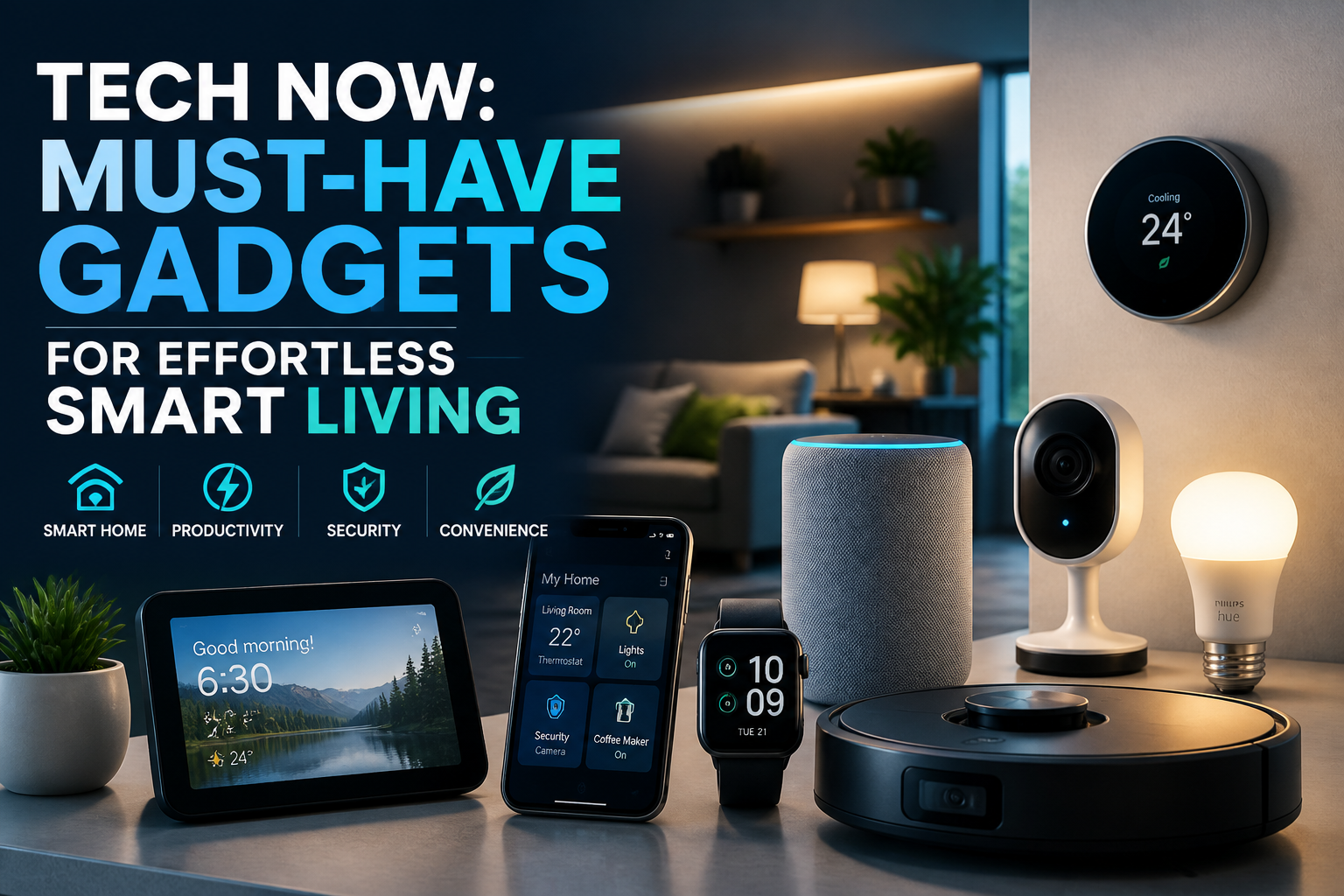 Illustration of Tech Now: Must-Have Gadgets for Effortless Smart Living